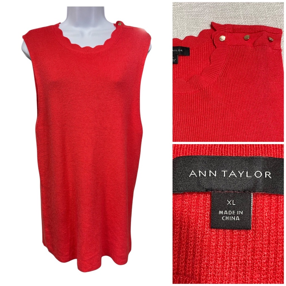 Ann Taylor top Viscose blend Womens Sz XL Red Pink Sweater Tank Top Sleeveless